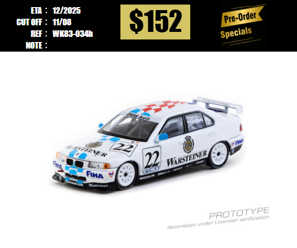 PO-$152 * WERK83 * 1:64 BMW 320i Macau Guia Race 1996 Joachim Winkelhock [OD30/07]