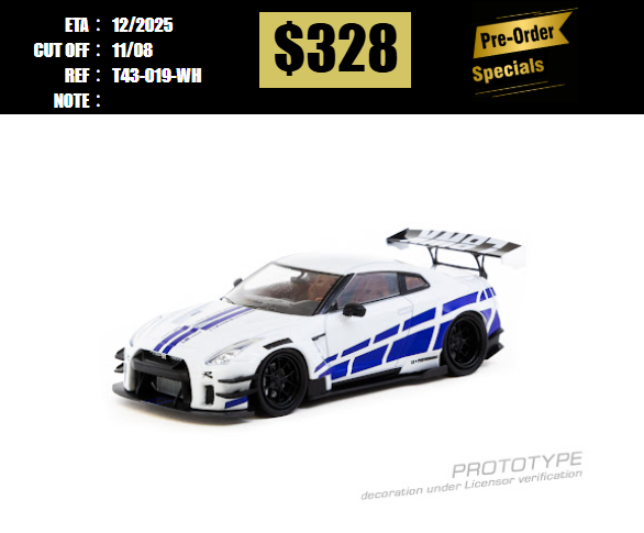 PO-$328 * TARMAC * 1:43 LB-WORKS NISSAN GT-R R35 type 2 White [OD30/07]