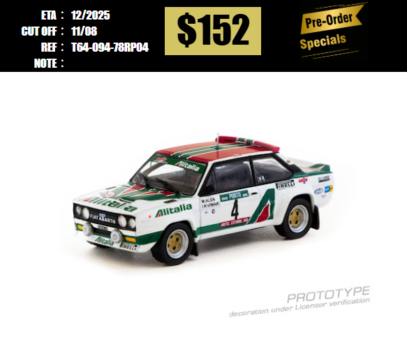 PO-$152 * TARMAC * 1:64 FIAT 131 ABARTH Rally Rallye de Portugal - Vinho do Porto 1978 Winner Markku Alén / Ilkka Kivimäki [OD30/07]