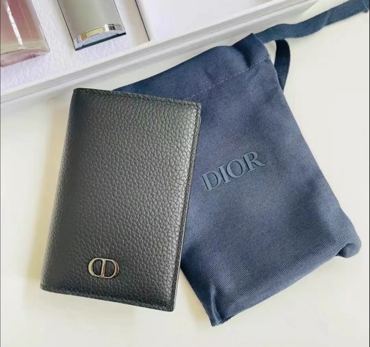 Dior 黑金荔枝紋皮革卡包 VIP限定