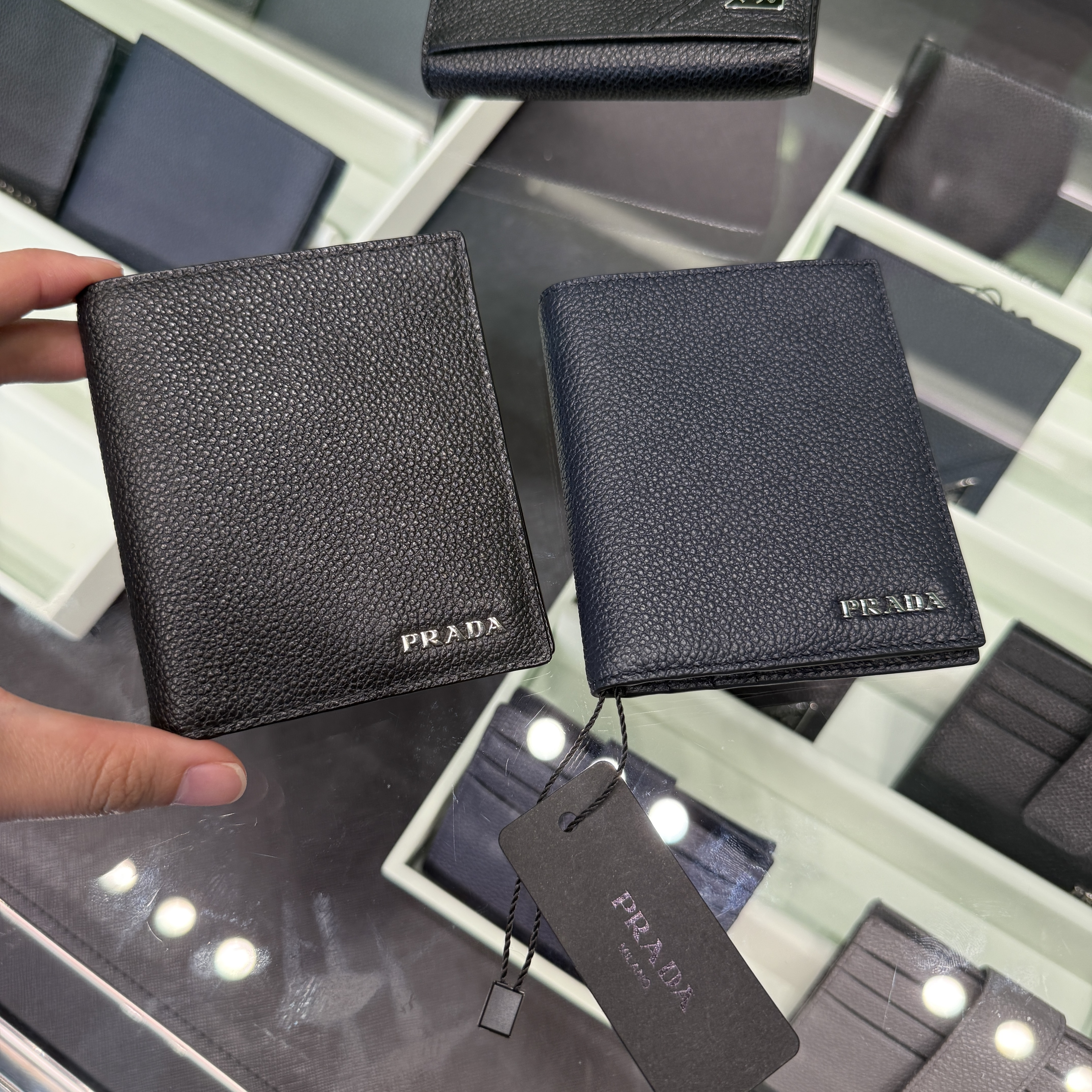 Prada bifold wallet 2MO004 black navy