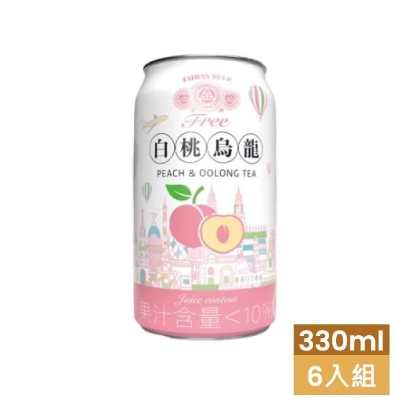 台酒飲品白桃烏龍(6入組) 無酒精啤酒 0酒精 芒果紅茶 啤酒風味氣泡飲