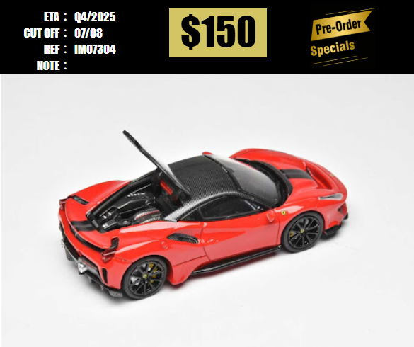PO-$150 * ICHIBAN MODEL * 1:64 FERRARI 488 NOVITEC RED [OD30/07]