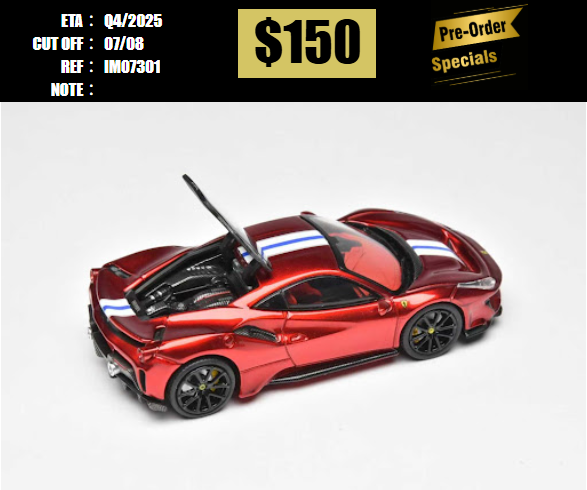 PO-$150 * ICHIBAN MODEL * 1:64 FERRARI 488 NOVITEC METALLIC RED [OD30/07]