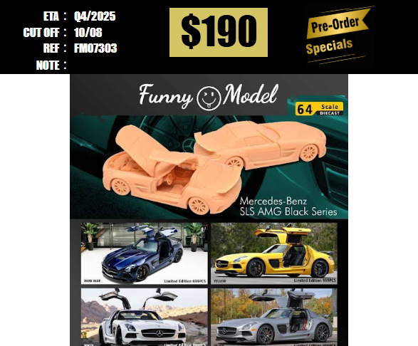 PO-$190 * FUNNY MODEL * 1:64 SLS AMG BLACK SERIES WHITE [OD30/07]