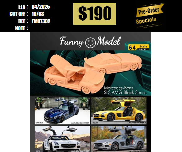 PO-$190 * FUNNY MODEL * 1:64 SLS AMG BLACK SERIES YELLOW [OD30/07]