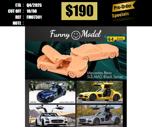 PO-$190 * FUNNY MODEL * 1:64 SLS AMG BLACK SERIES DARK BLUE [OD30/07]