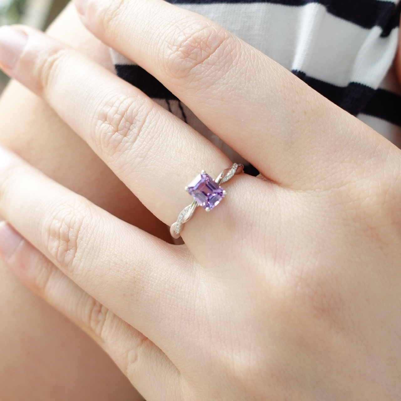 18K金無燒薰衣草紫色藍寶石鑽石戒指-配CGTL寶石鑑定證書