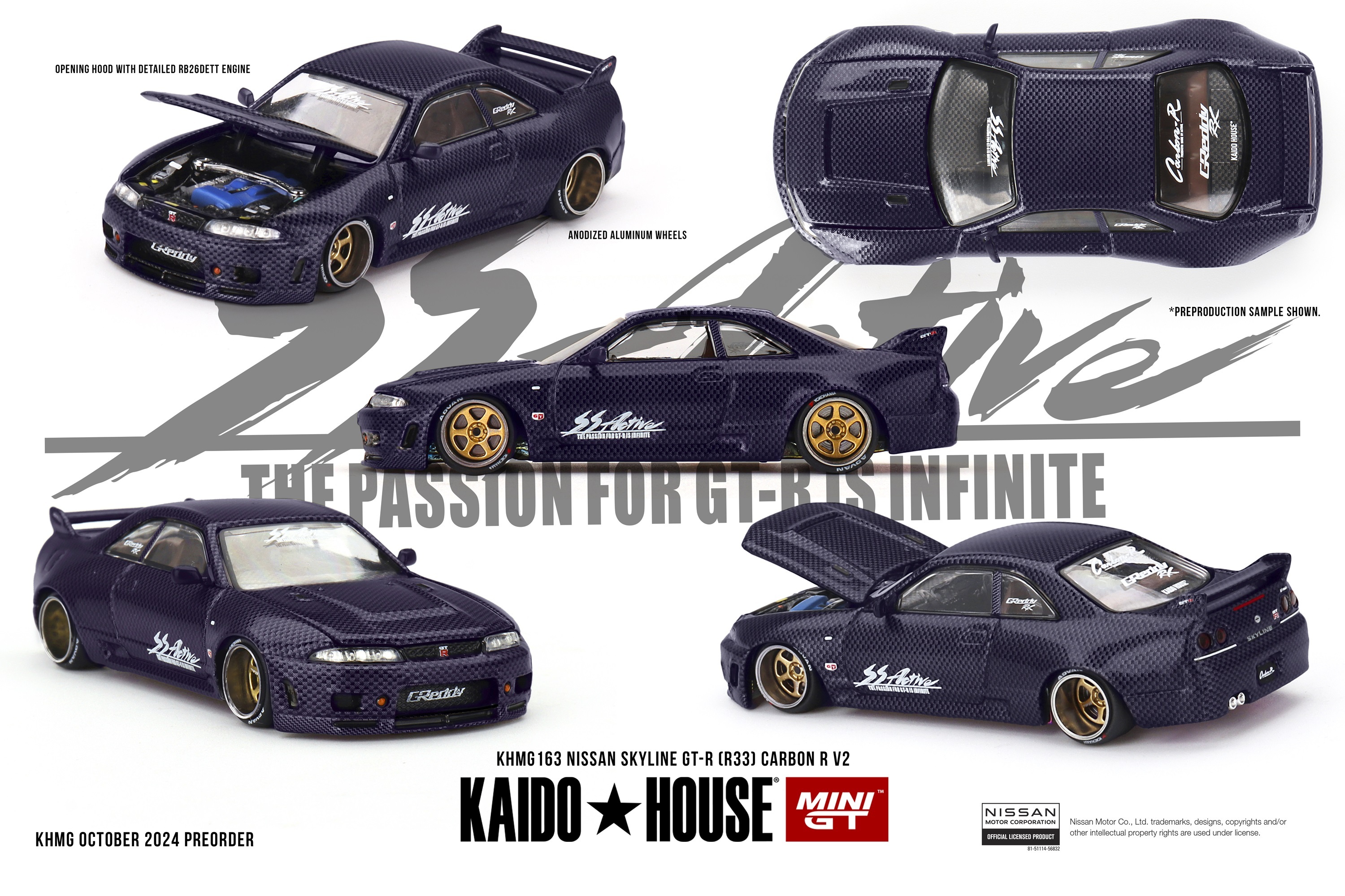 KaidoHouse X Mini GT 1/64 日產 Skyline GT-R(R33) Active Carbon R V2