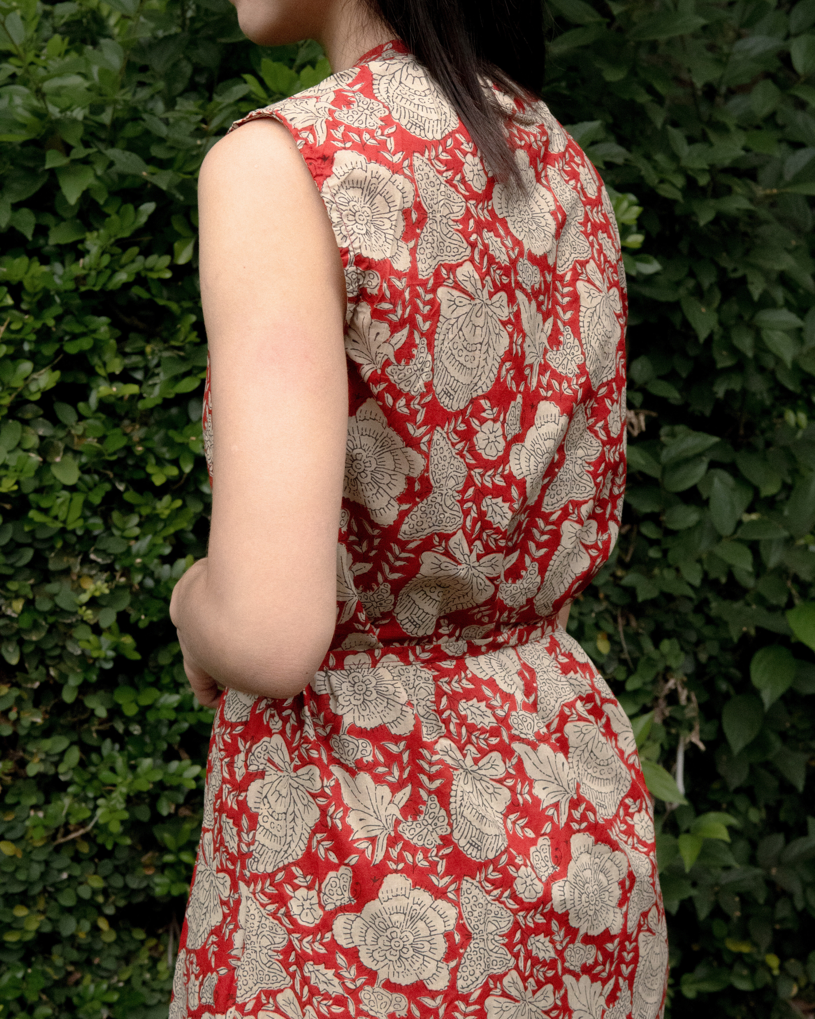 印度蓋染工藝親膚純棉 洋裝 - 牡丹花