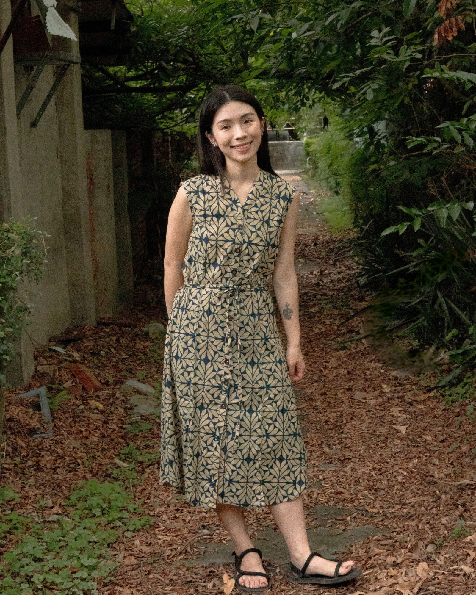 印度蓋染工藝親膚純棉 洋裝 - 月桂