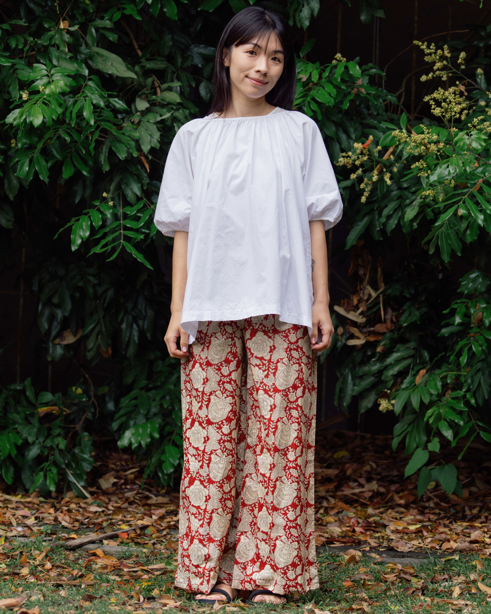 印度蓋染工藝親膚純棉 長褲 - 牡丹花