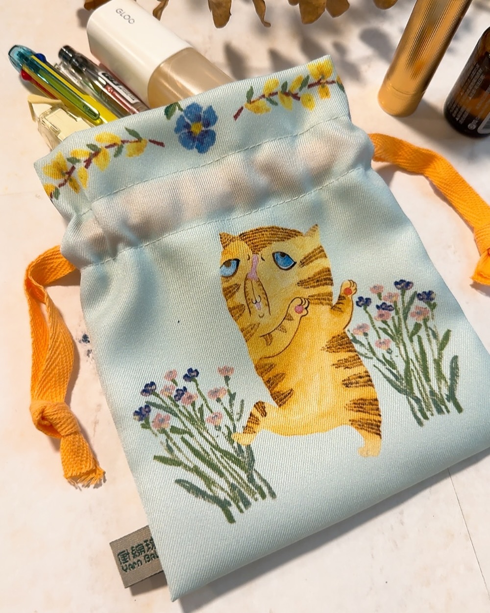 法令紋動物 迷你束口袋｜針線球