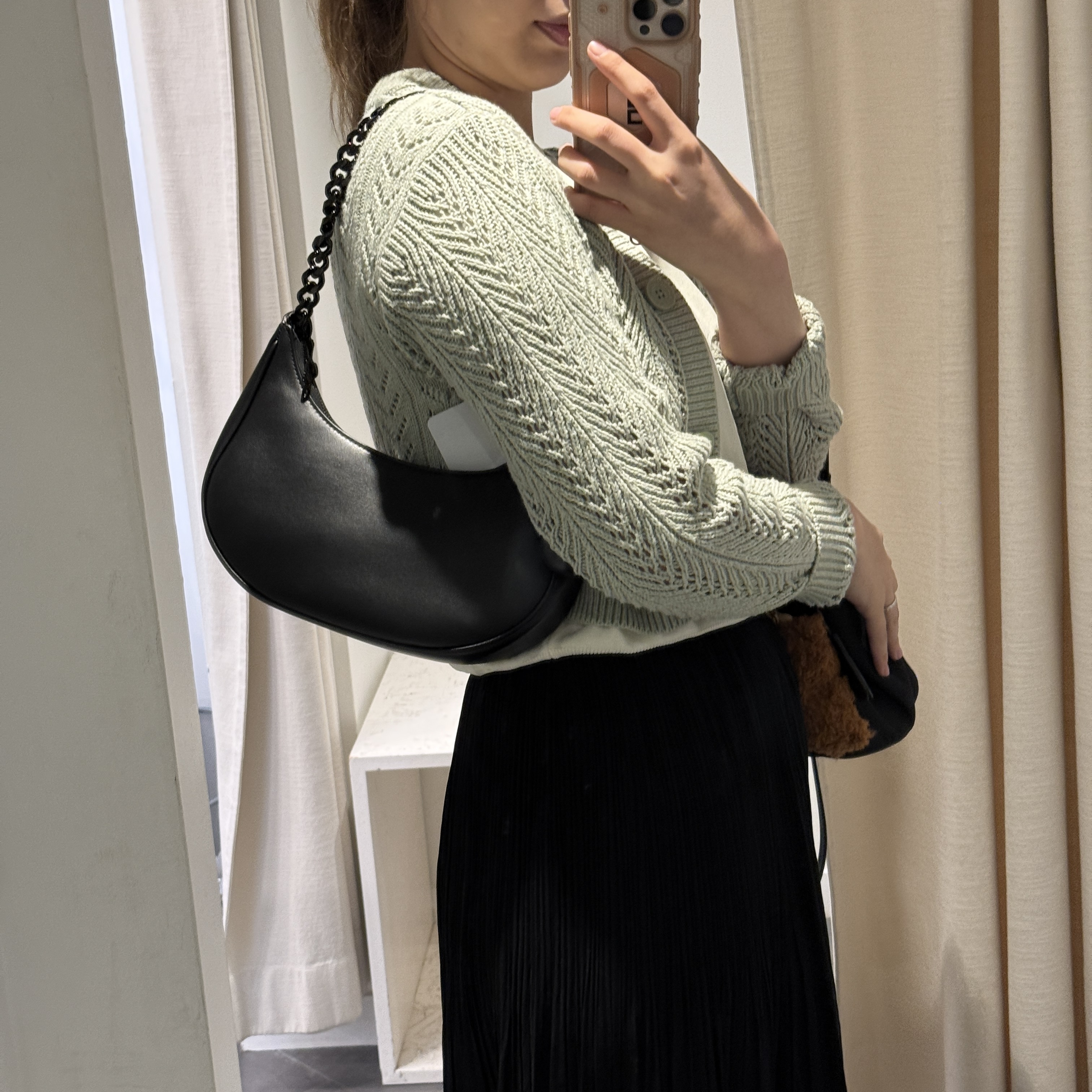 Celine Medium Ava Smooth Calfskin Chain bag Black 2 styles