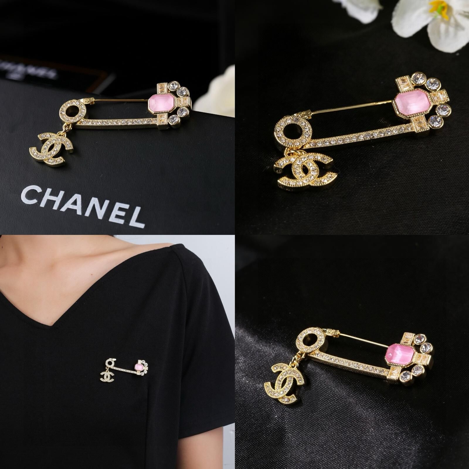 CHANEL 粉紅水晶胸針