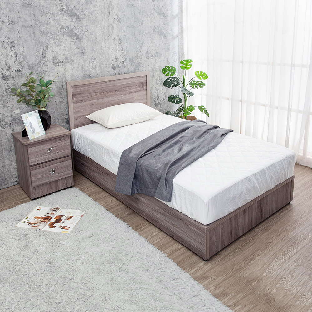 米恩3.5尺單人床房間組-3件組-床頭片+六分床底+二抽床頭櫃(六色可選-不含床墊)