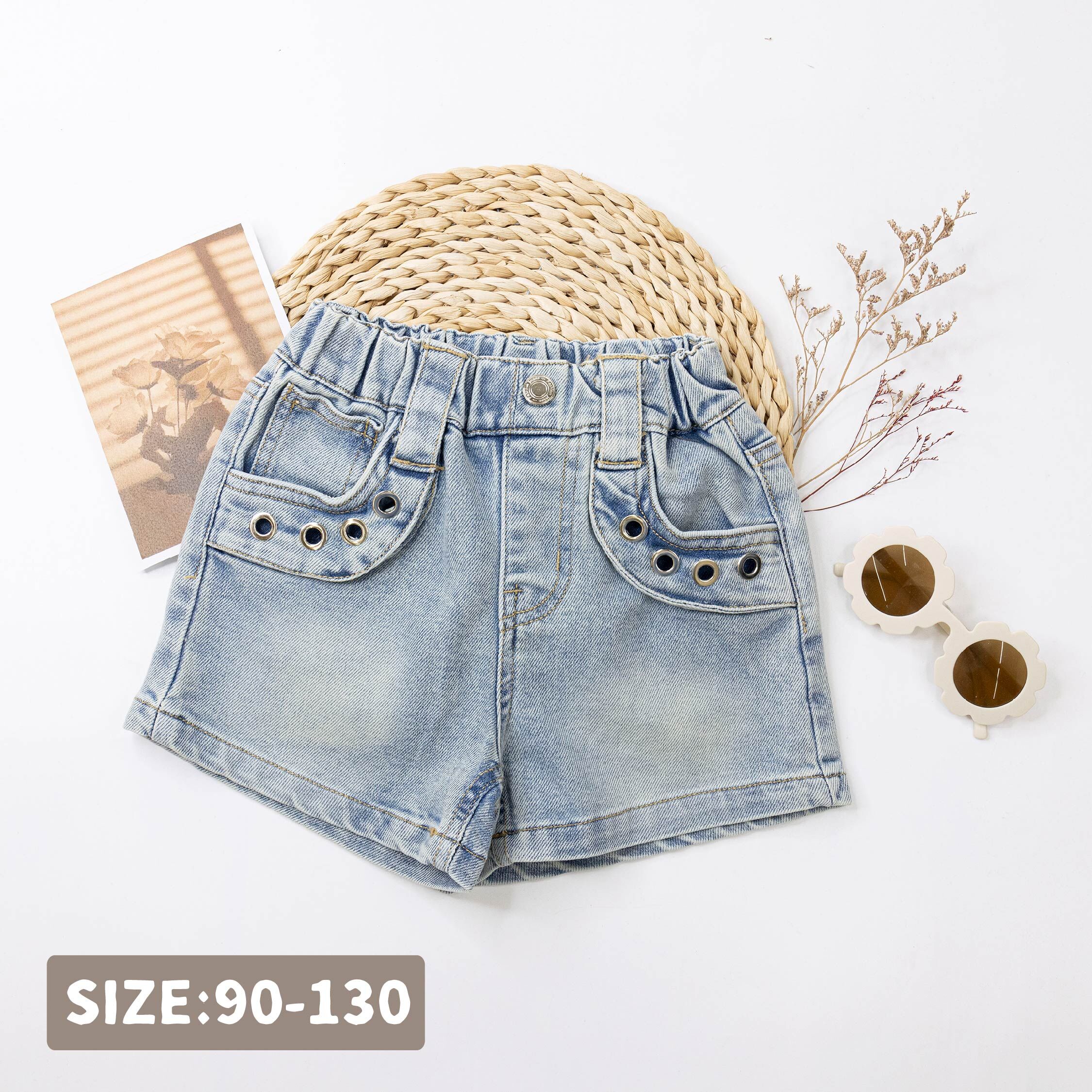 【H50661】流行藝術洞洞造型牛仔短褲