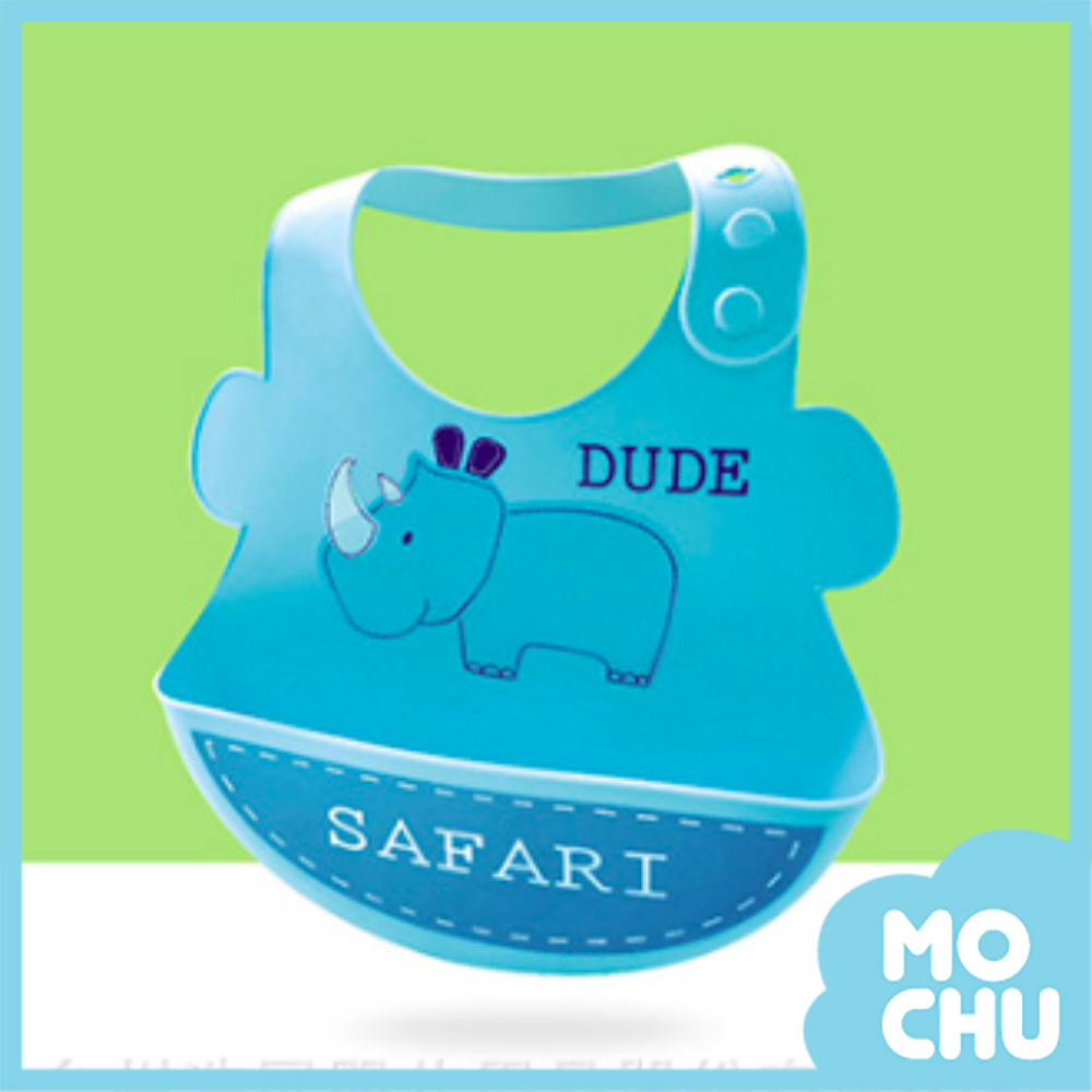 藍色犀牛矽膠圍兜