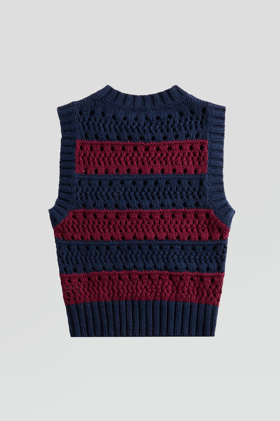 GANNI｜STRIPED 條紋LOGO鏤空鉤織背心