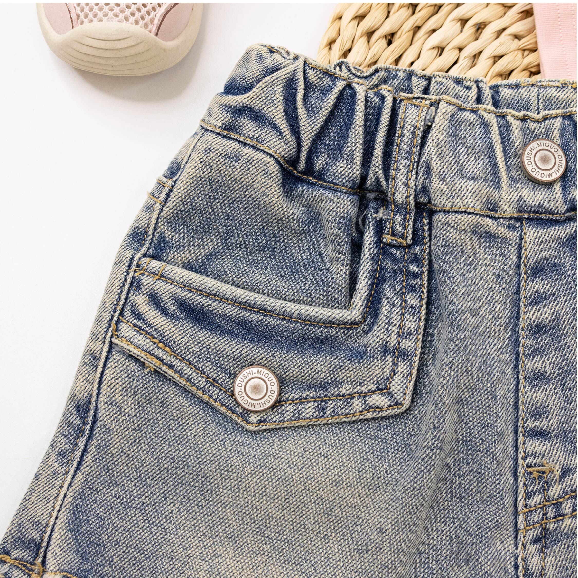 【H50658】個性刷破造型流蘇牛仔短褲