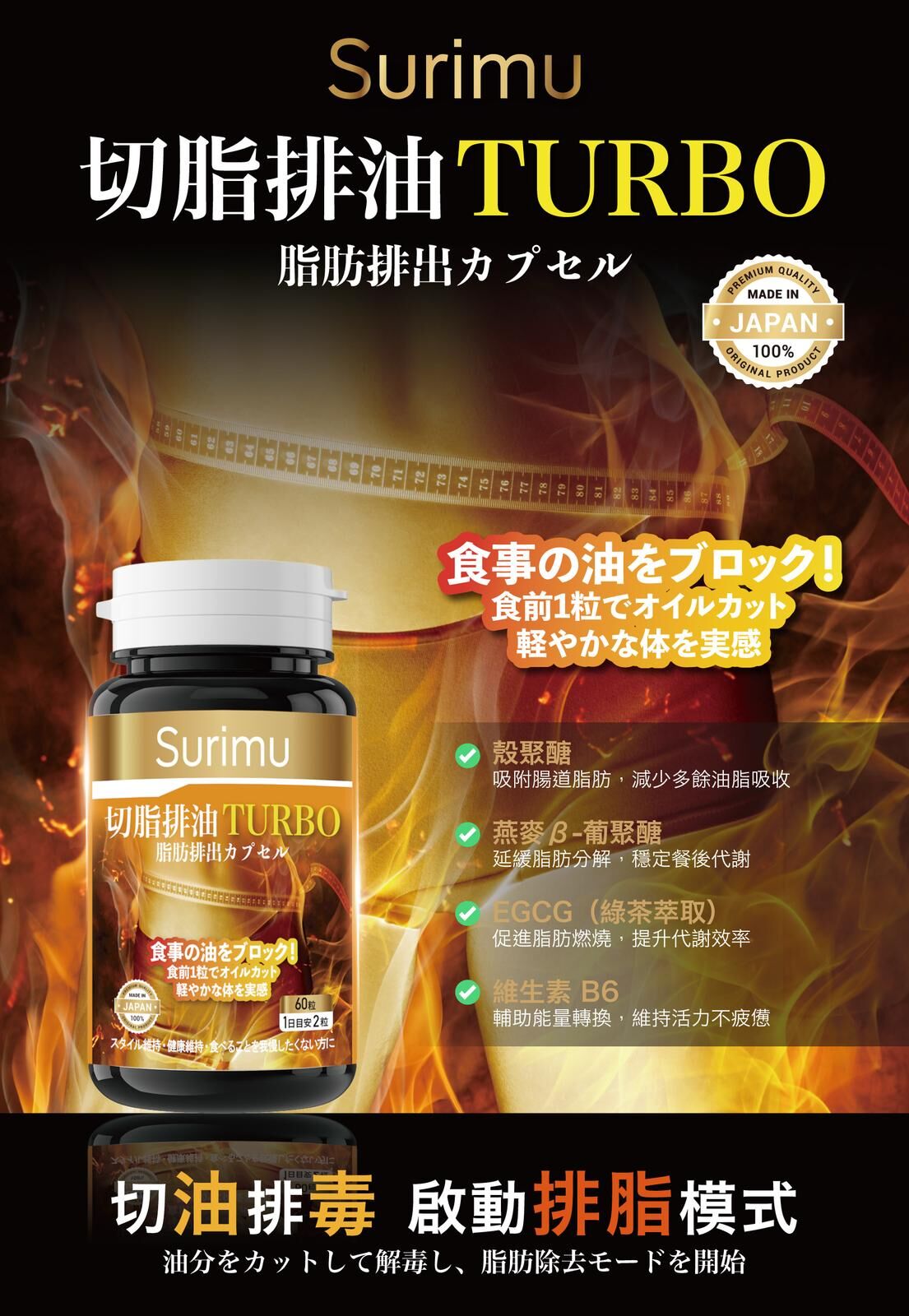 [Japan] SURIMU Fat-cutting and Oil-removing (60 caps)