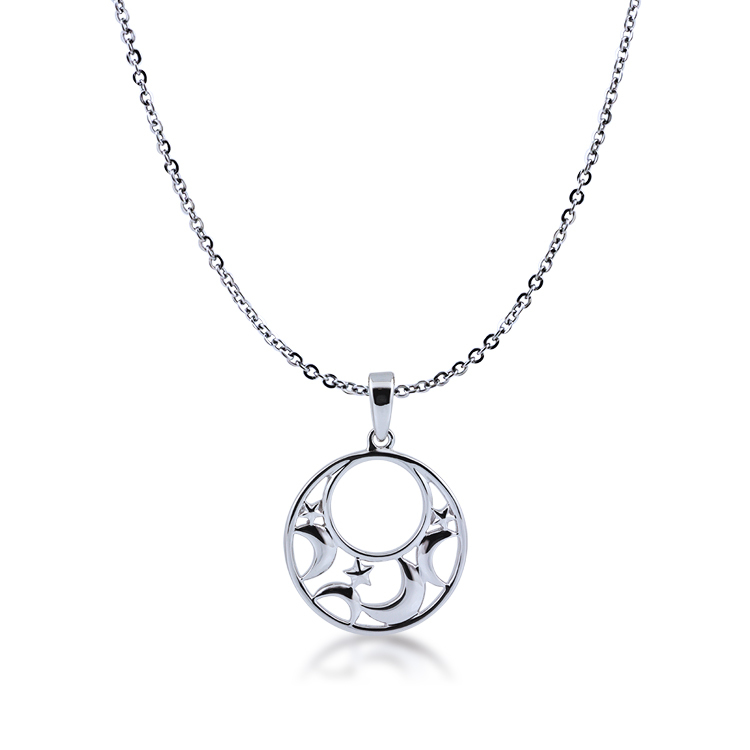 925純銀「星月」項墜+贈白鋼項鍊-NNSNP0084