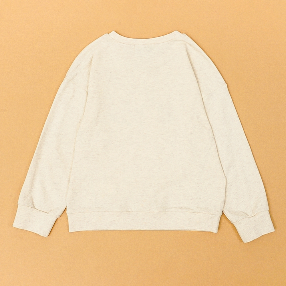 PIPPY 甜美田園字母刺繡圓領長袖上衣 米白