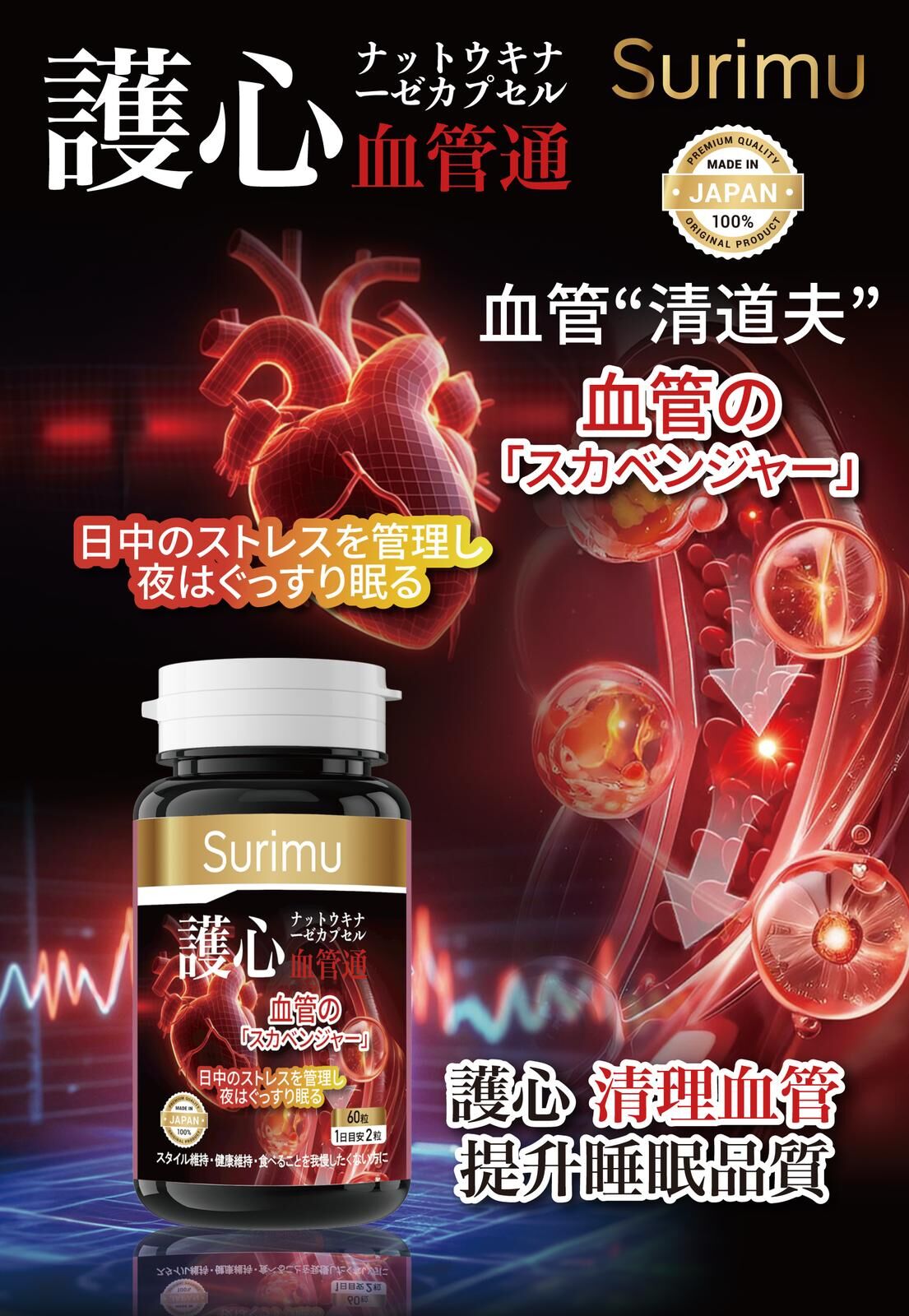 [Japan] SURIMU Heart and blood vessel protector (60 caps)
