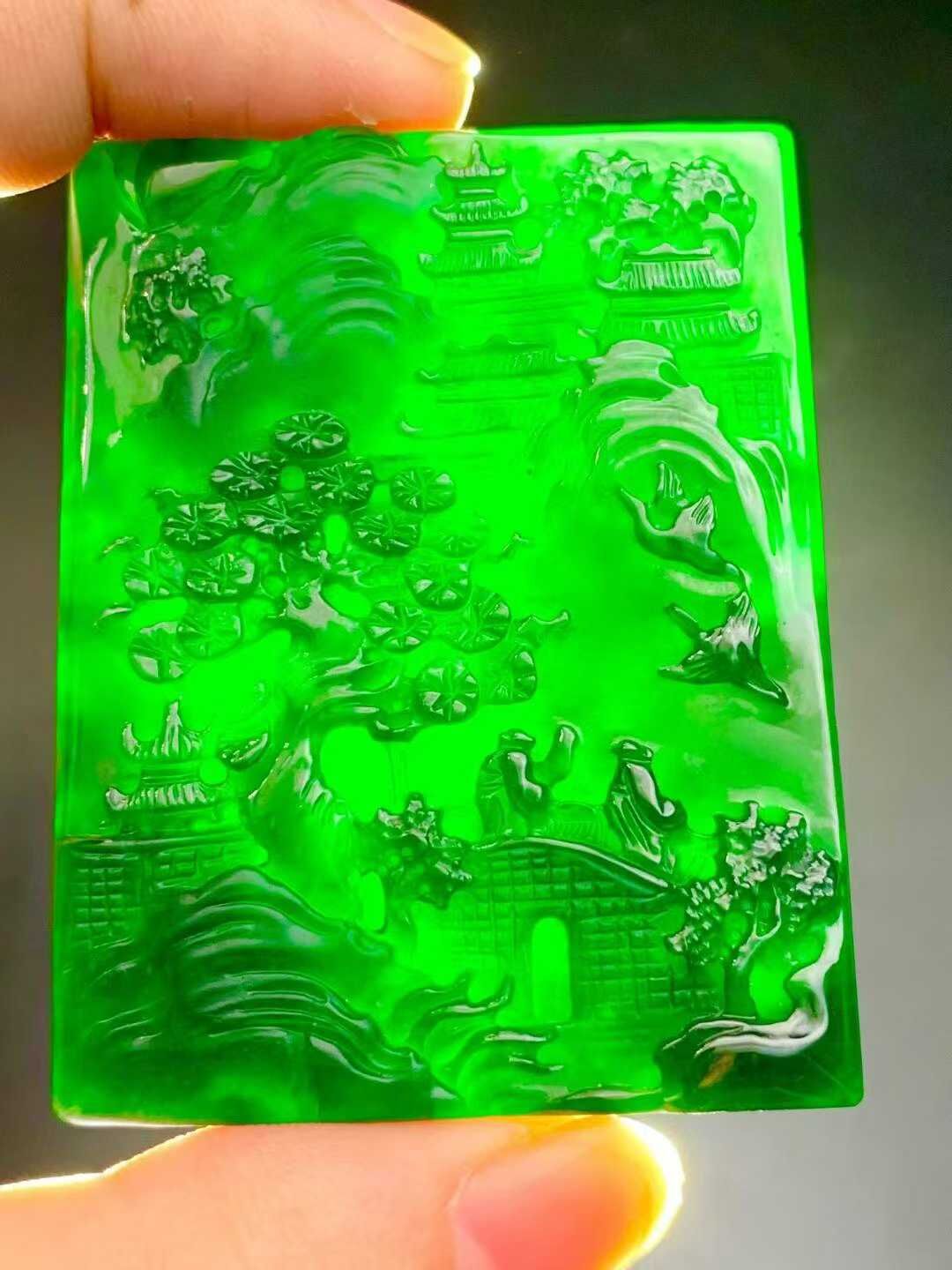 719599 翡翠墨翠山水牌