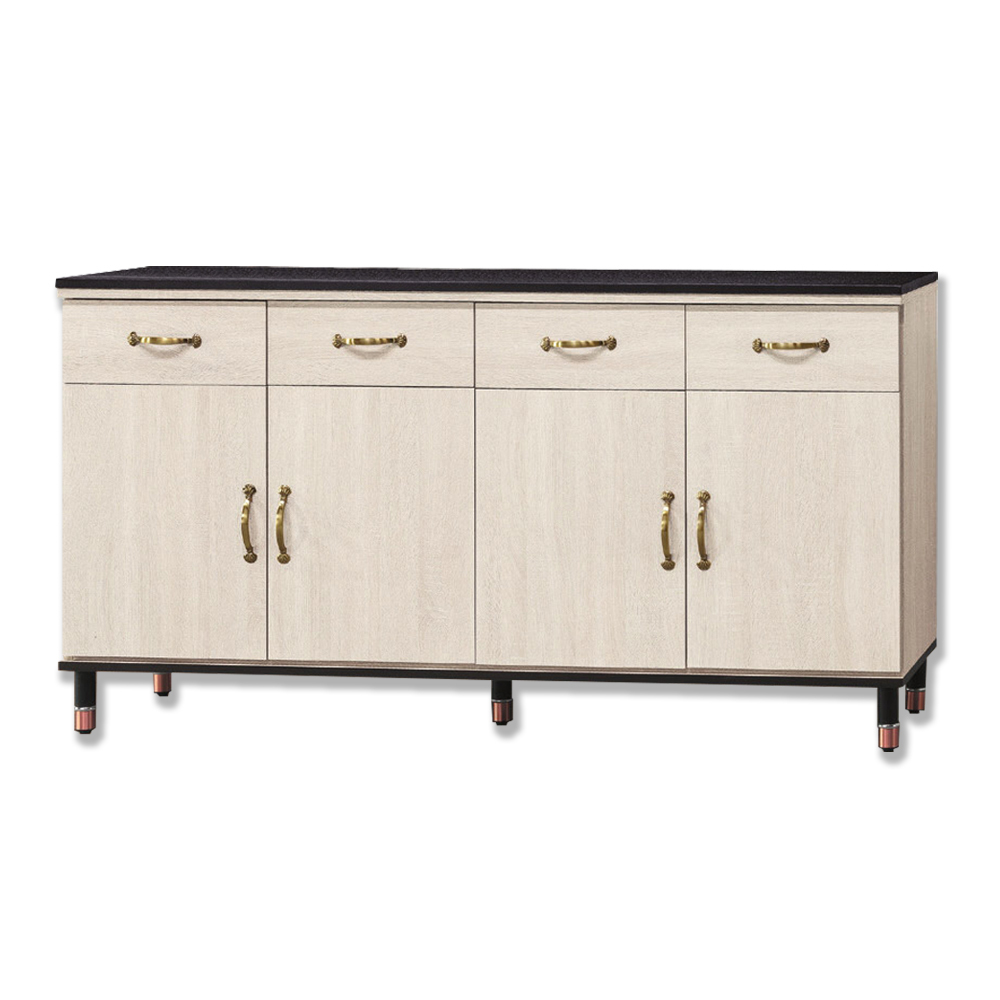 西菲5.3尺黑色石面收納餐櫃/碗盤櫃/置物矮櫃(下座)