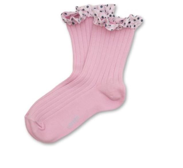 COLLEGIEN 點點荷葉邊低筒襪 Emilie- Rose Dragée玫瑰糖粉