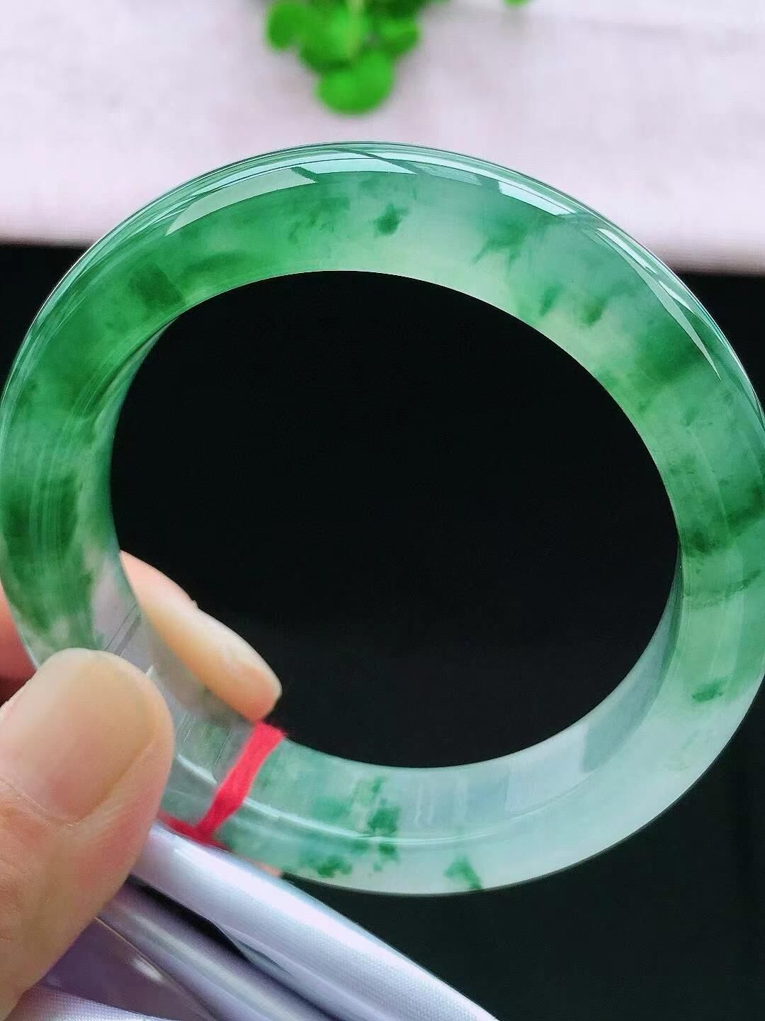 冰飄花翡翠正圈手鐲,天然翡翠A玉, 緬甸玉, Jade, Jadeite