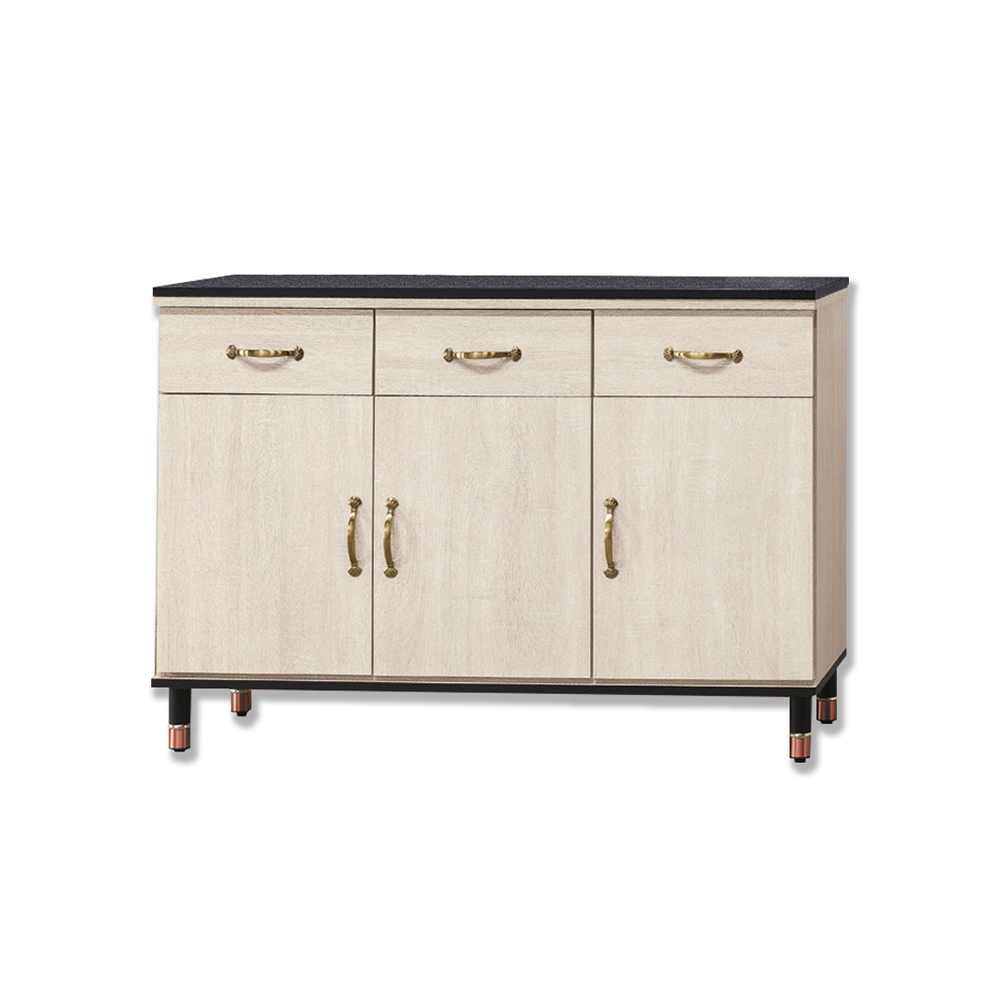 西菲4尺黑色石面收納餐櫃/碗盤櫃/置物矮櫃(下座)