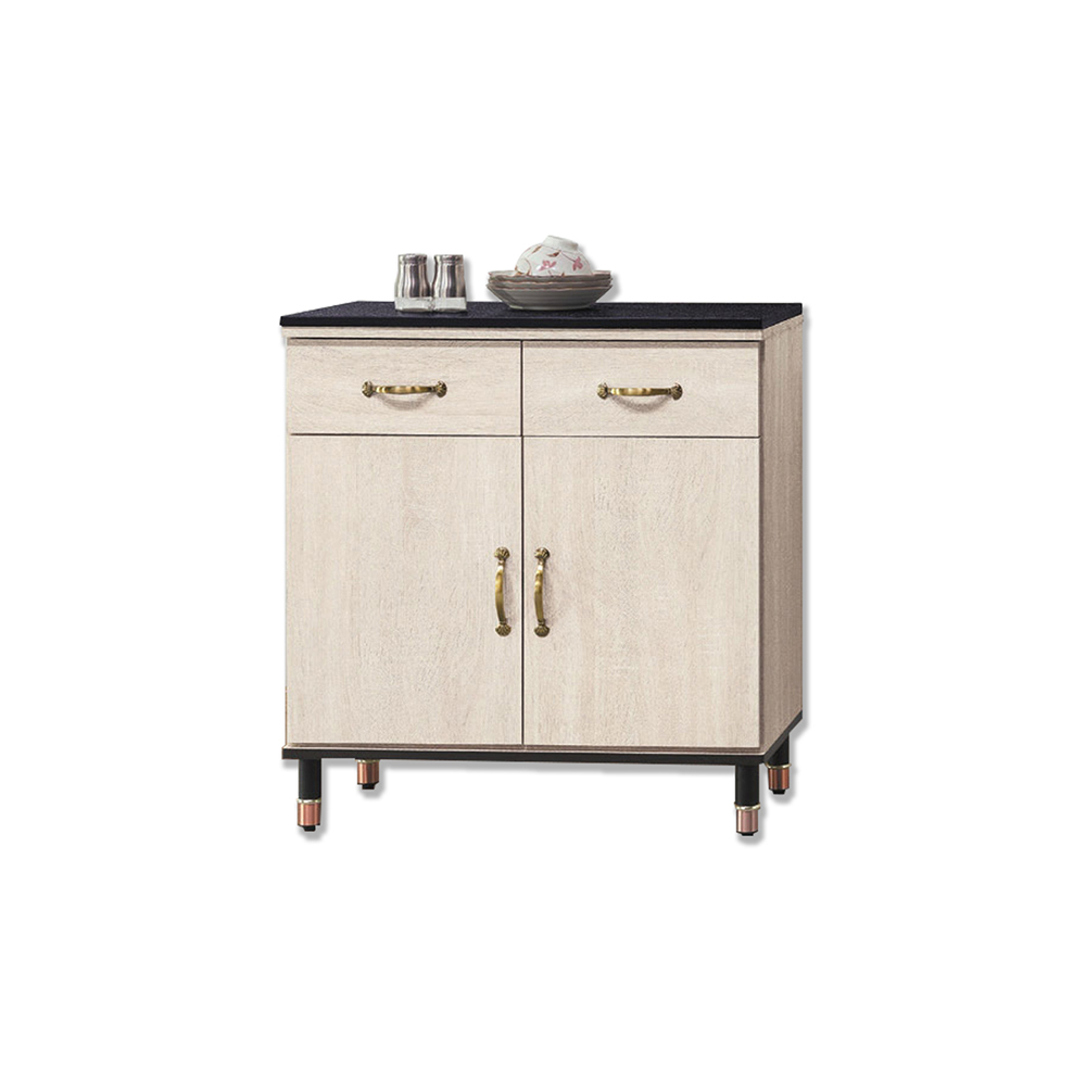 西菲2.7尺黑色石面收納餐櫃/碗盤櫃/置物矮櫃(下座)