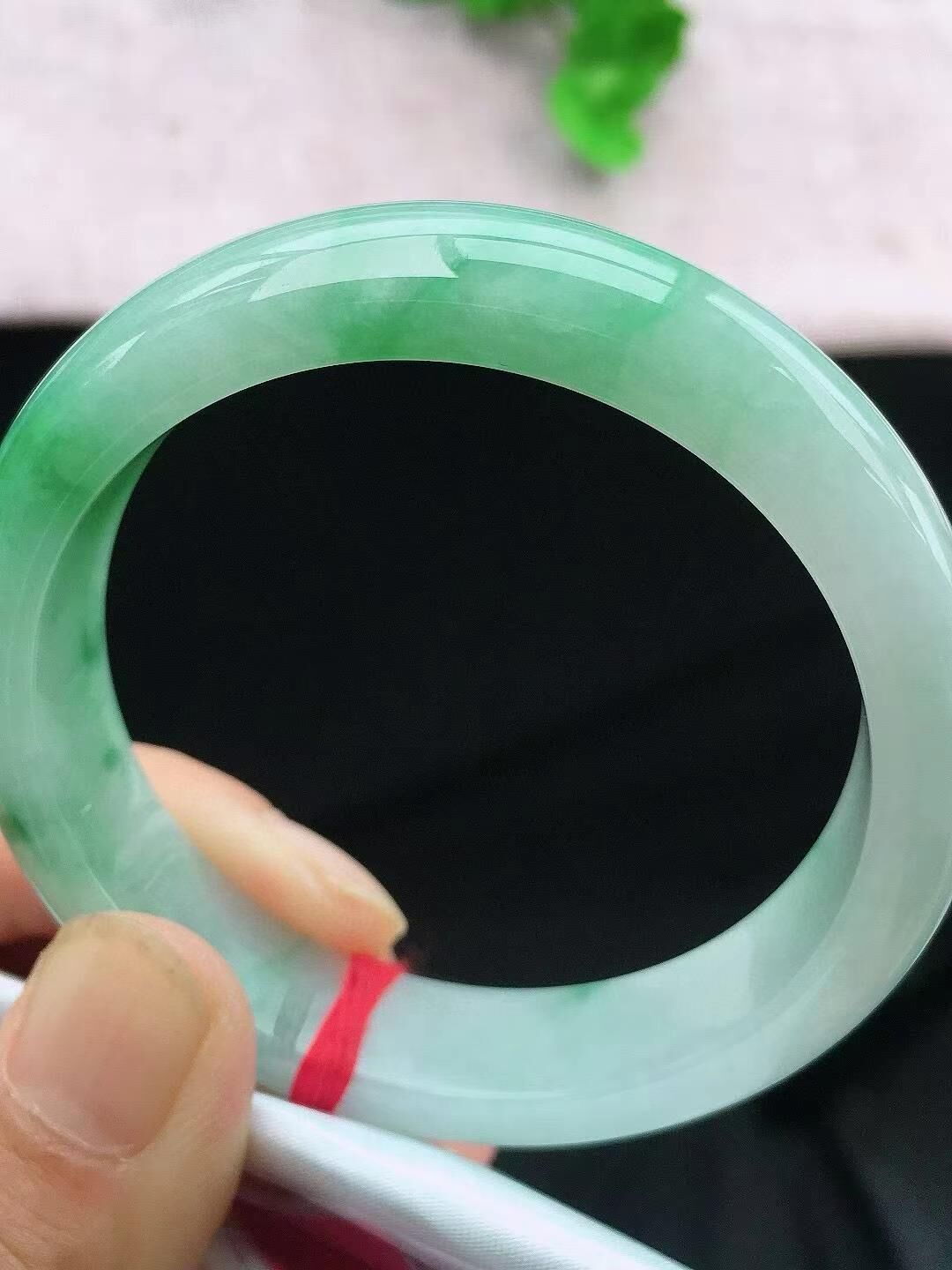 7195860 53.6mm冰飄綠翡翠正圈手鐲 (52-54)