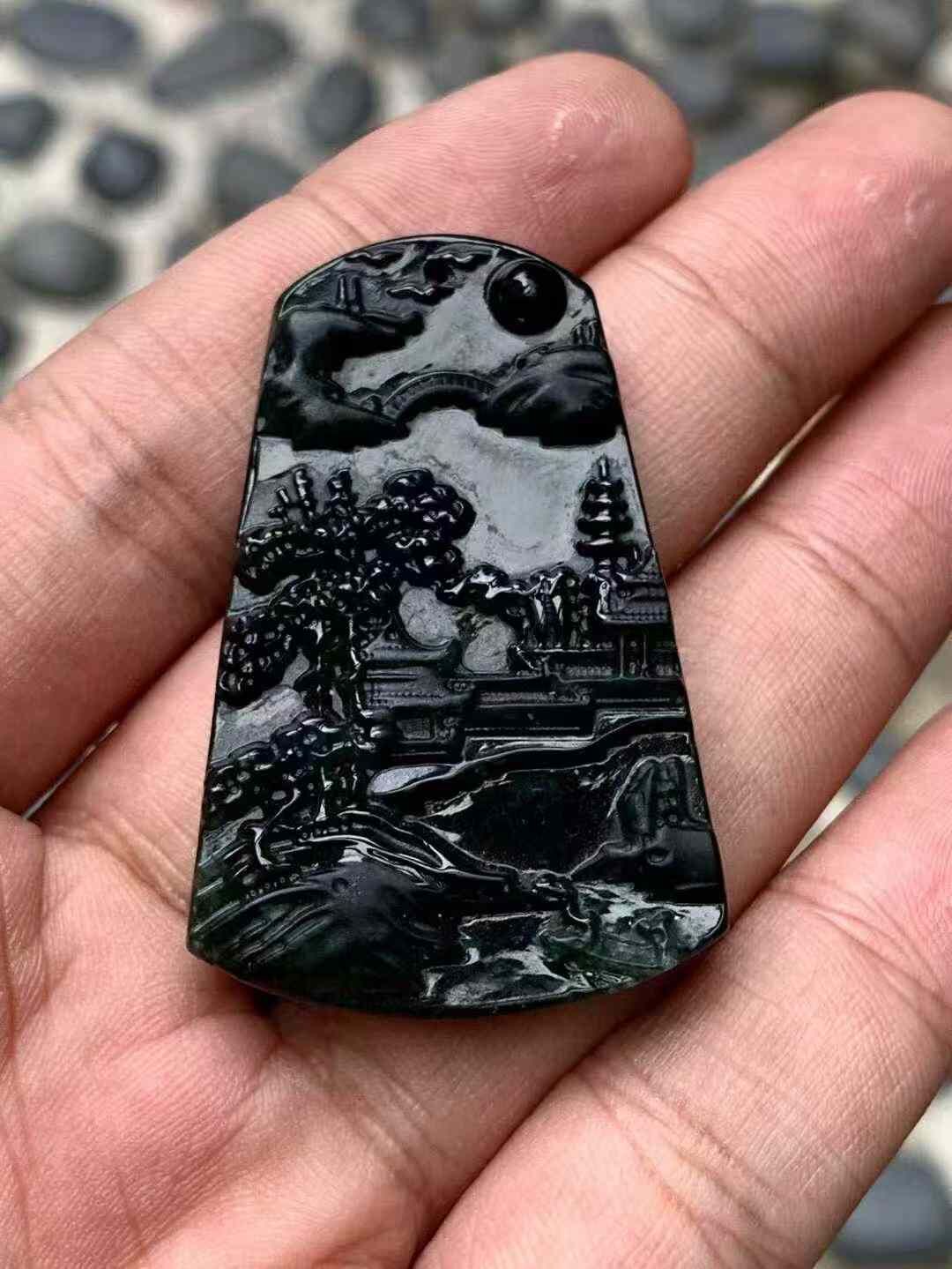 7195913 翡翠墨翠山水牌
