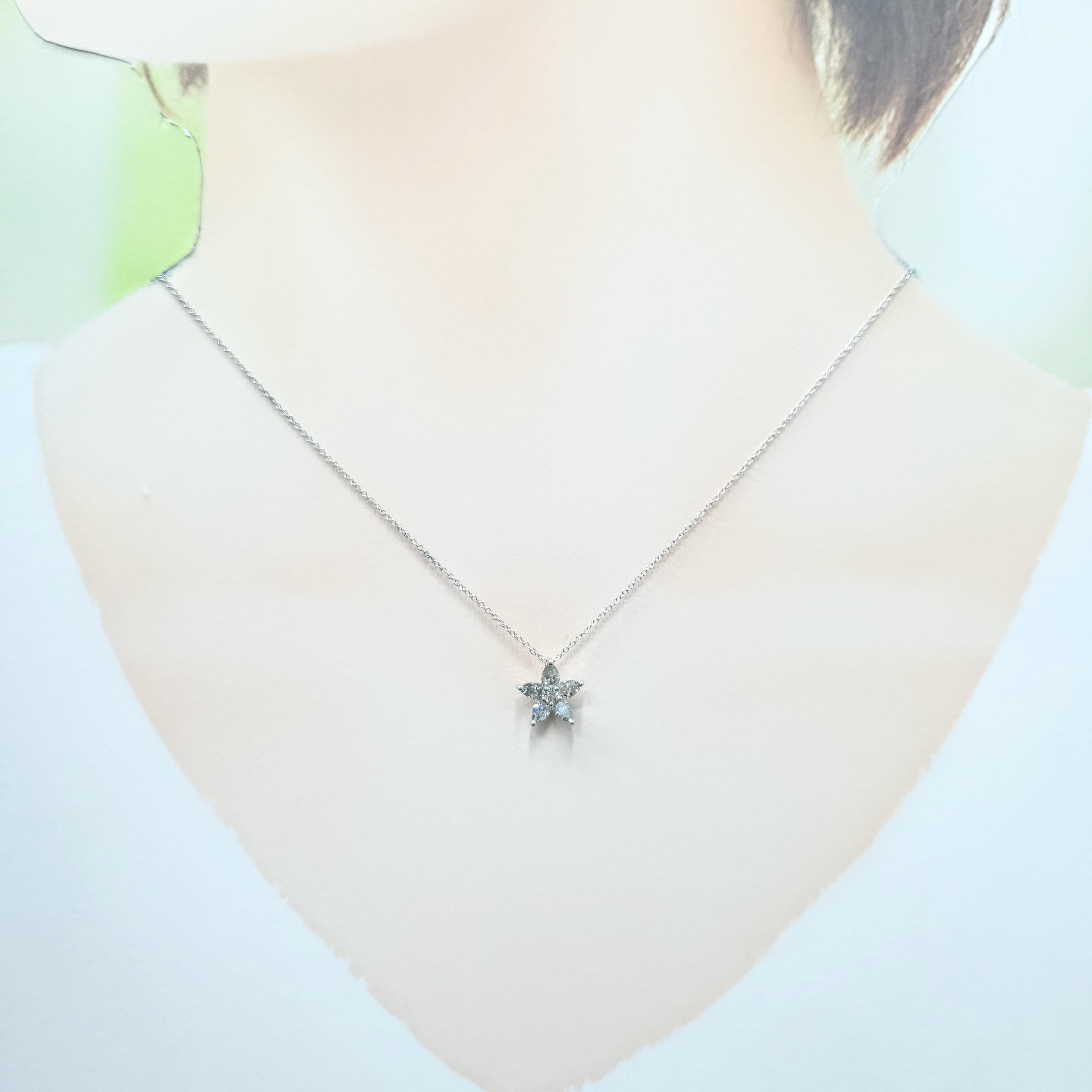 全新18K白金59份鑽石吊墜