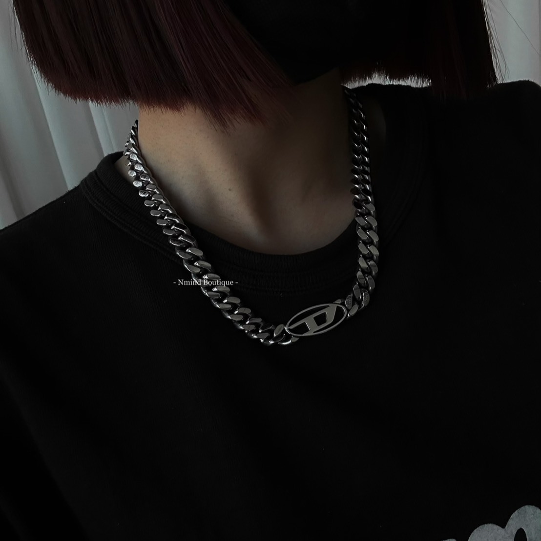 <穿搭加分項🔥> DIESEL 銀LOGO 古巴項鍊