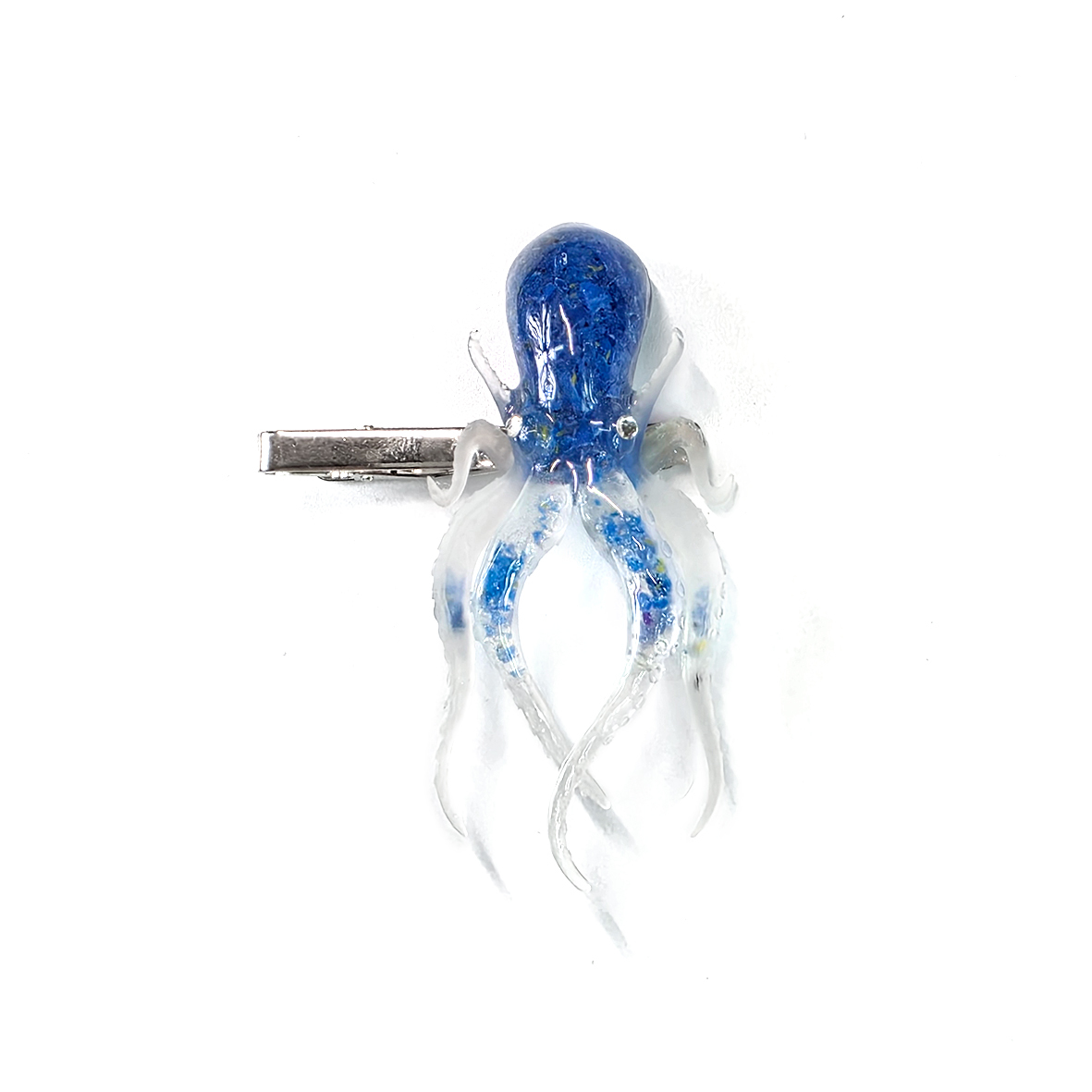 ThaiVetro 藍色章魚領帶夾