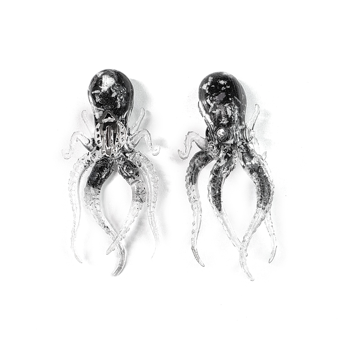 ThaiVetro 黑色章魚針式耳環