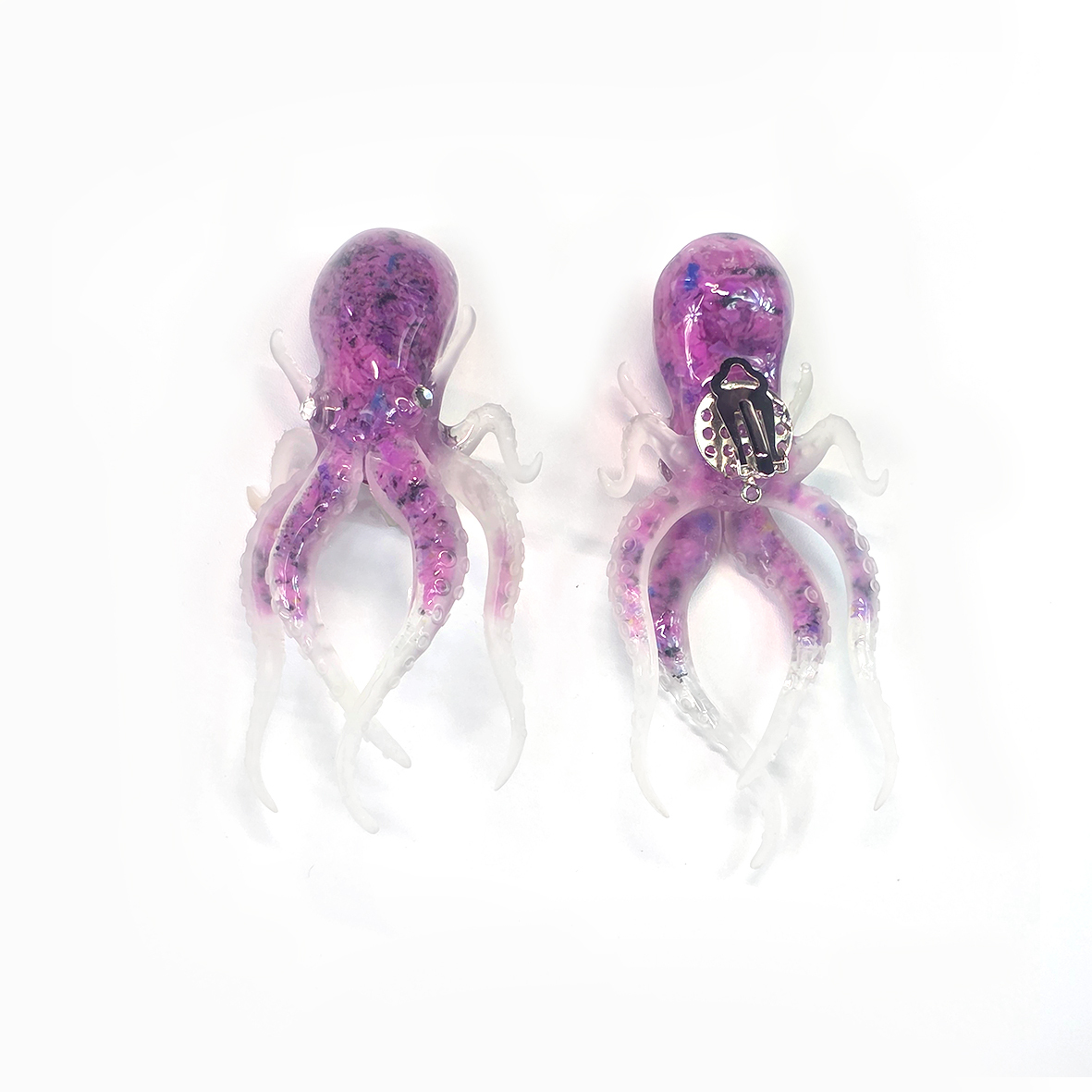 ThaiVetro 粉色章魚夾式耳環