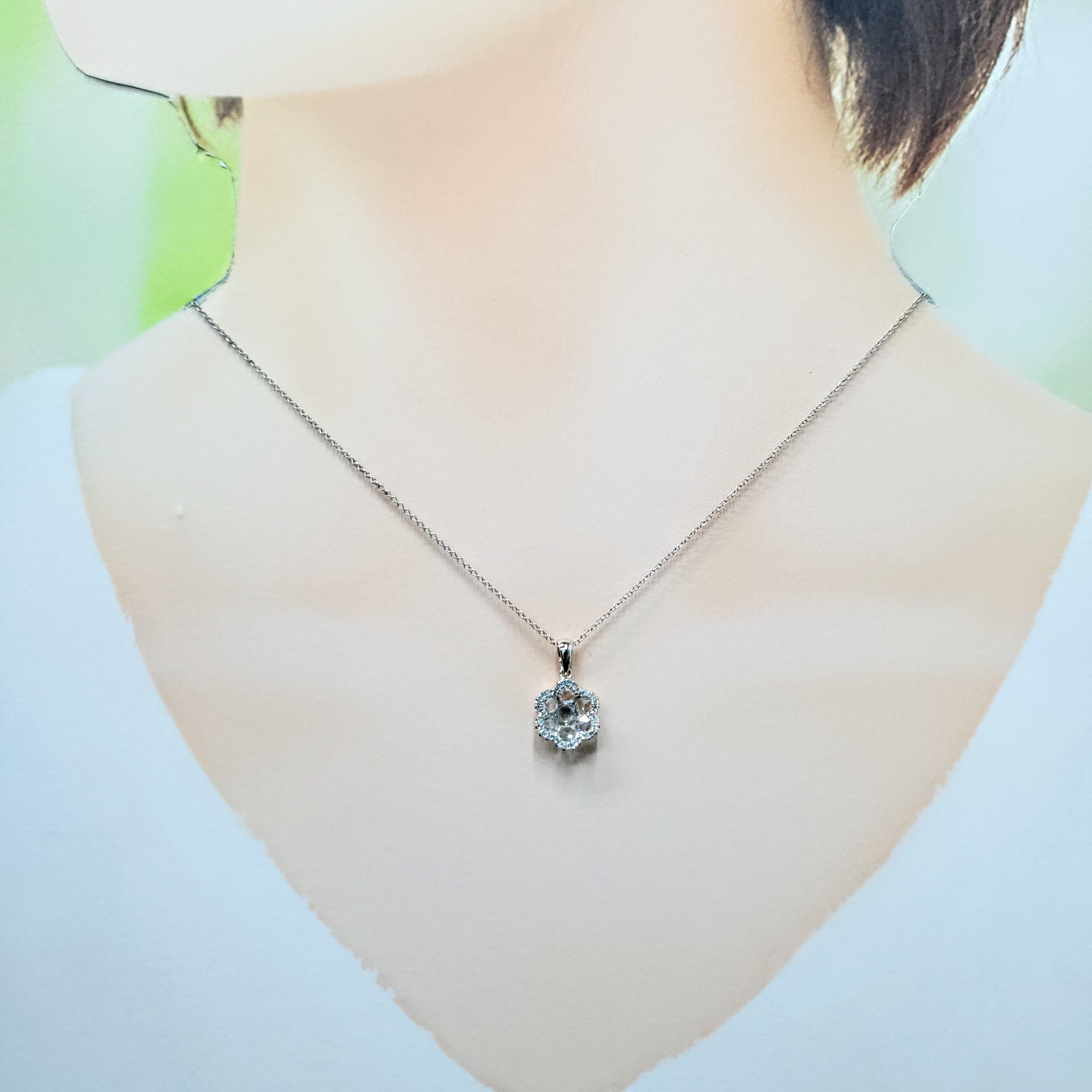 全新18K白金50份鑽石吊墜