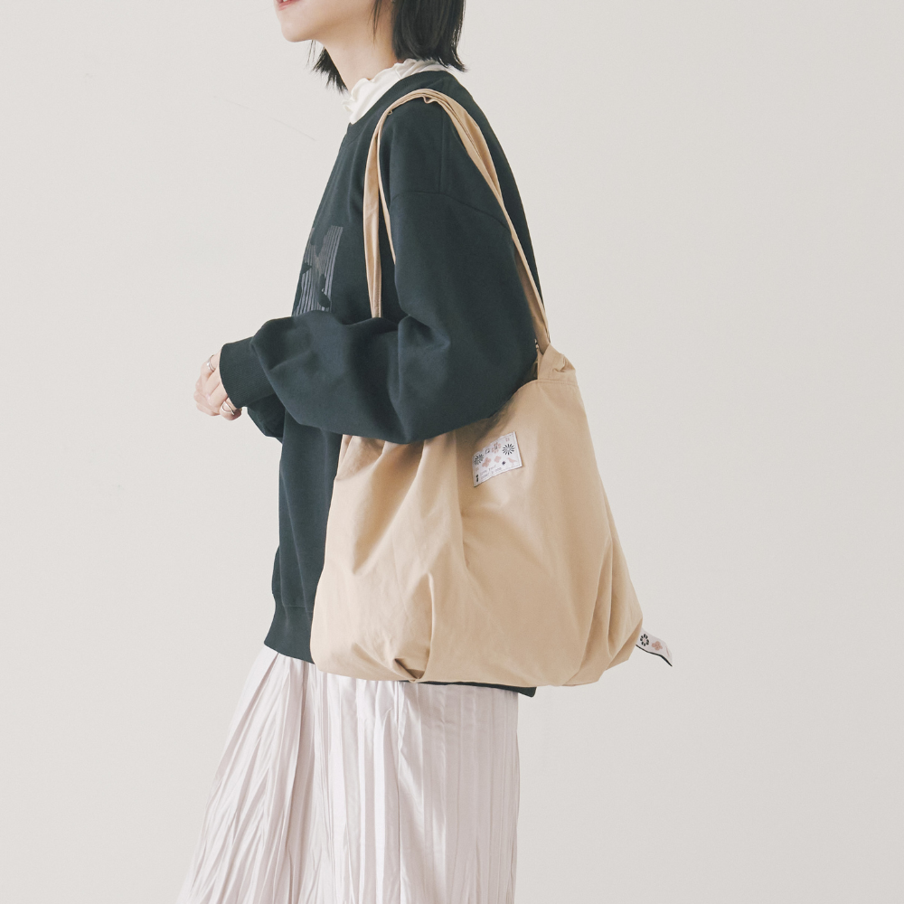 印花樂可調提帶皺口大包大地棕