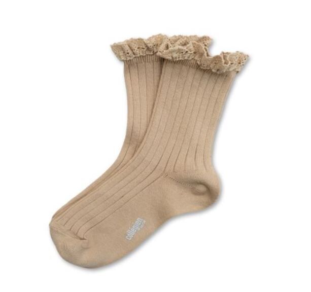 (預購) COLLEGIEN 蕾絲邊羅紋短襪 Lili - 280 Sable 沙色