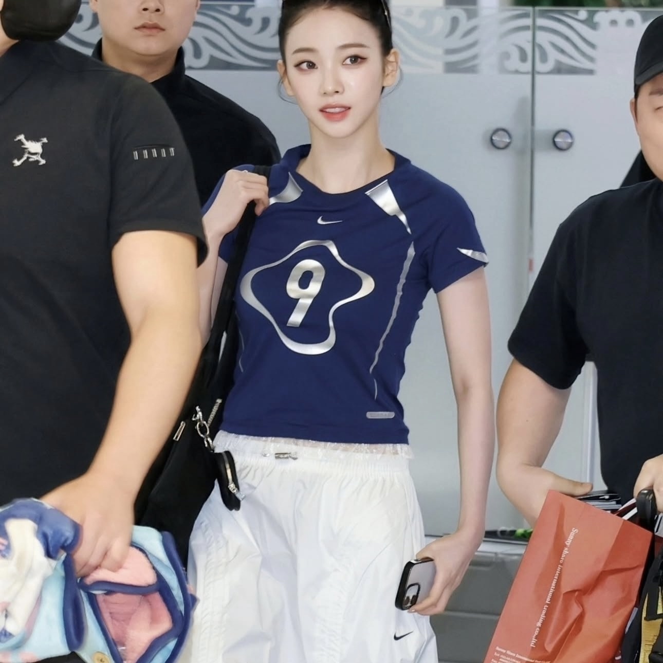 NIKE CHLL KNT TEE 海軍藍 蕾絲荷葉邊 短袖 上衣 KARINA同款 II1950-410