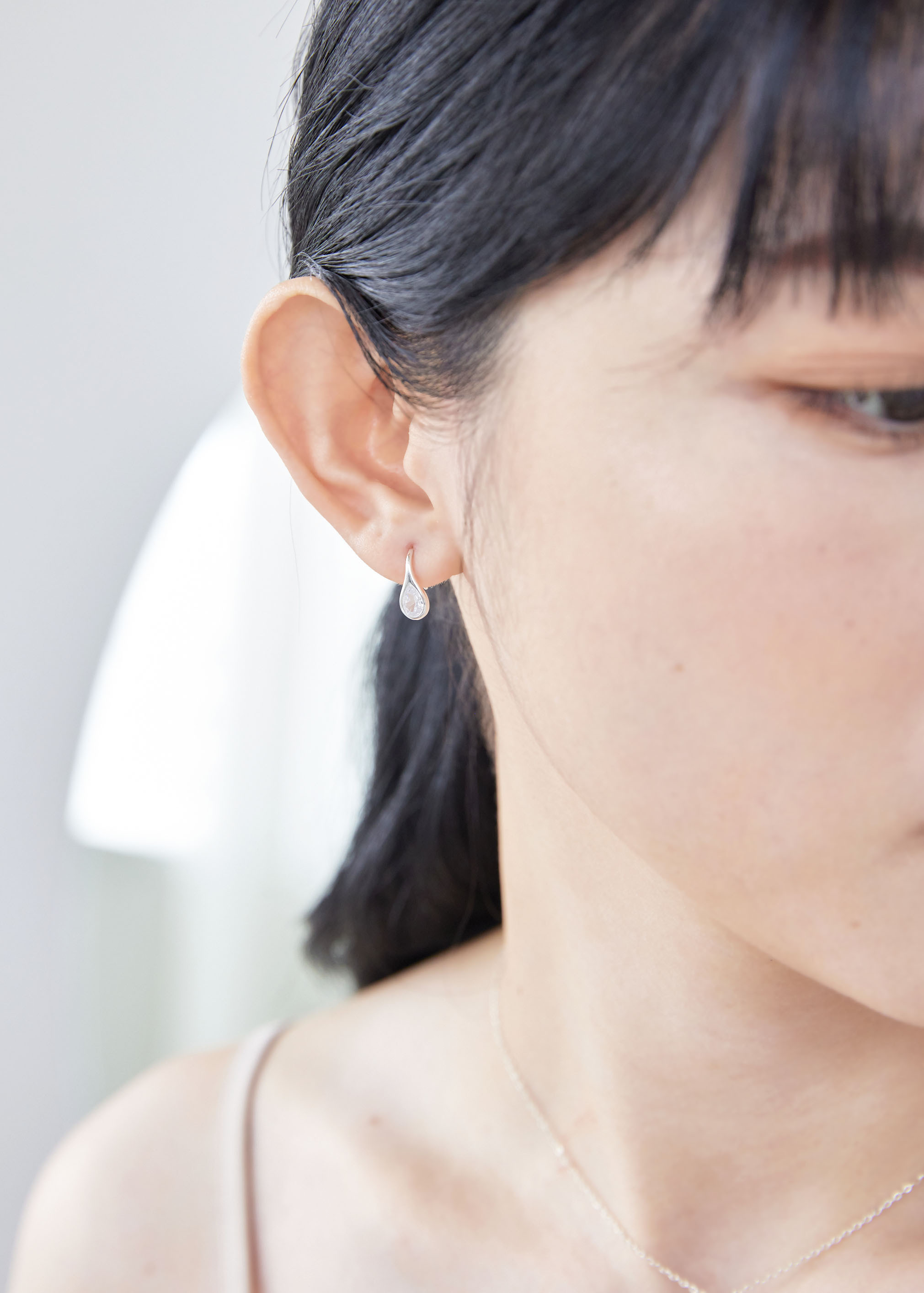 水滴鑽純銀耳環