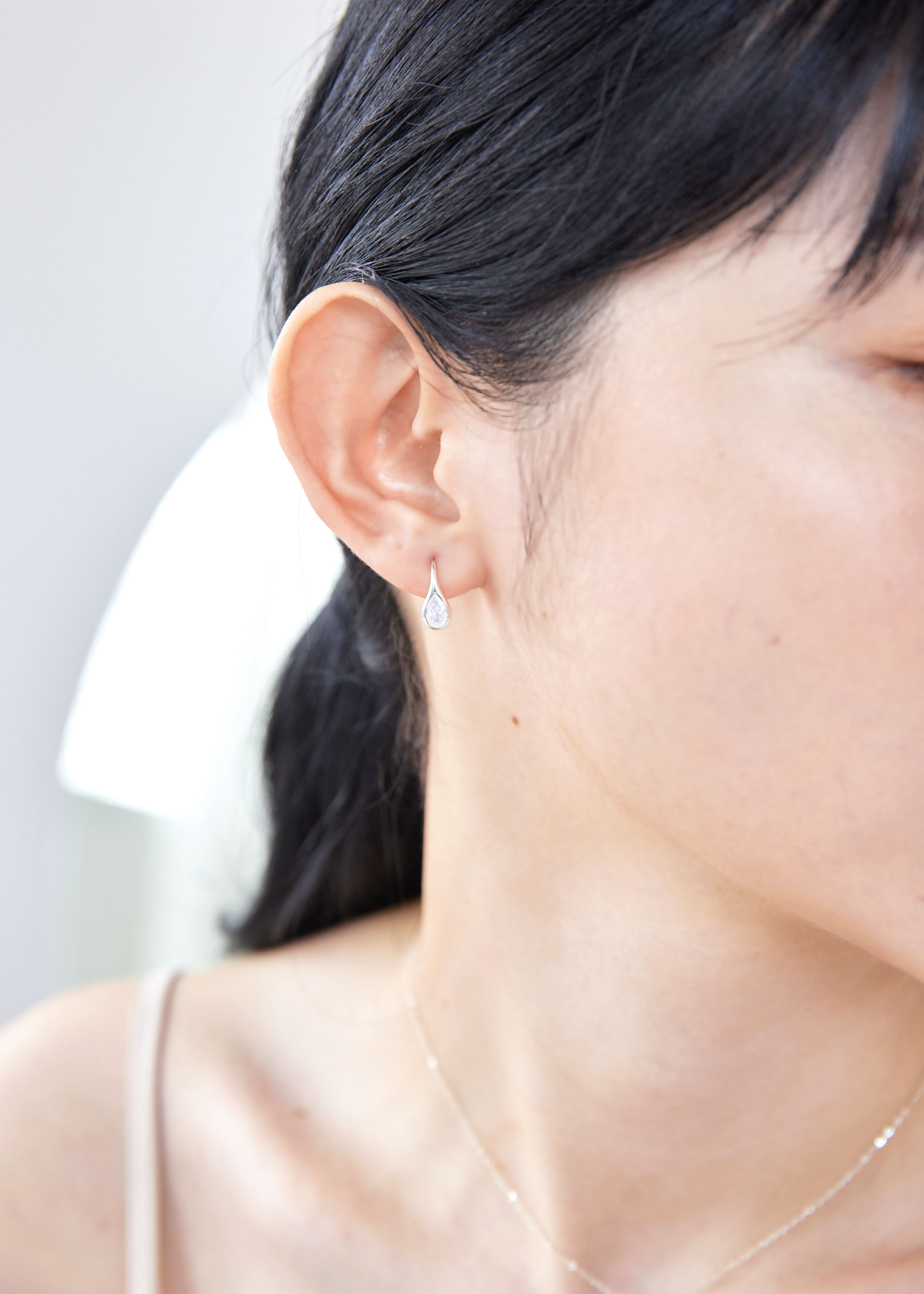 水滴鑽純銀耳環