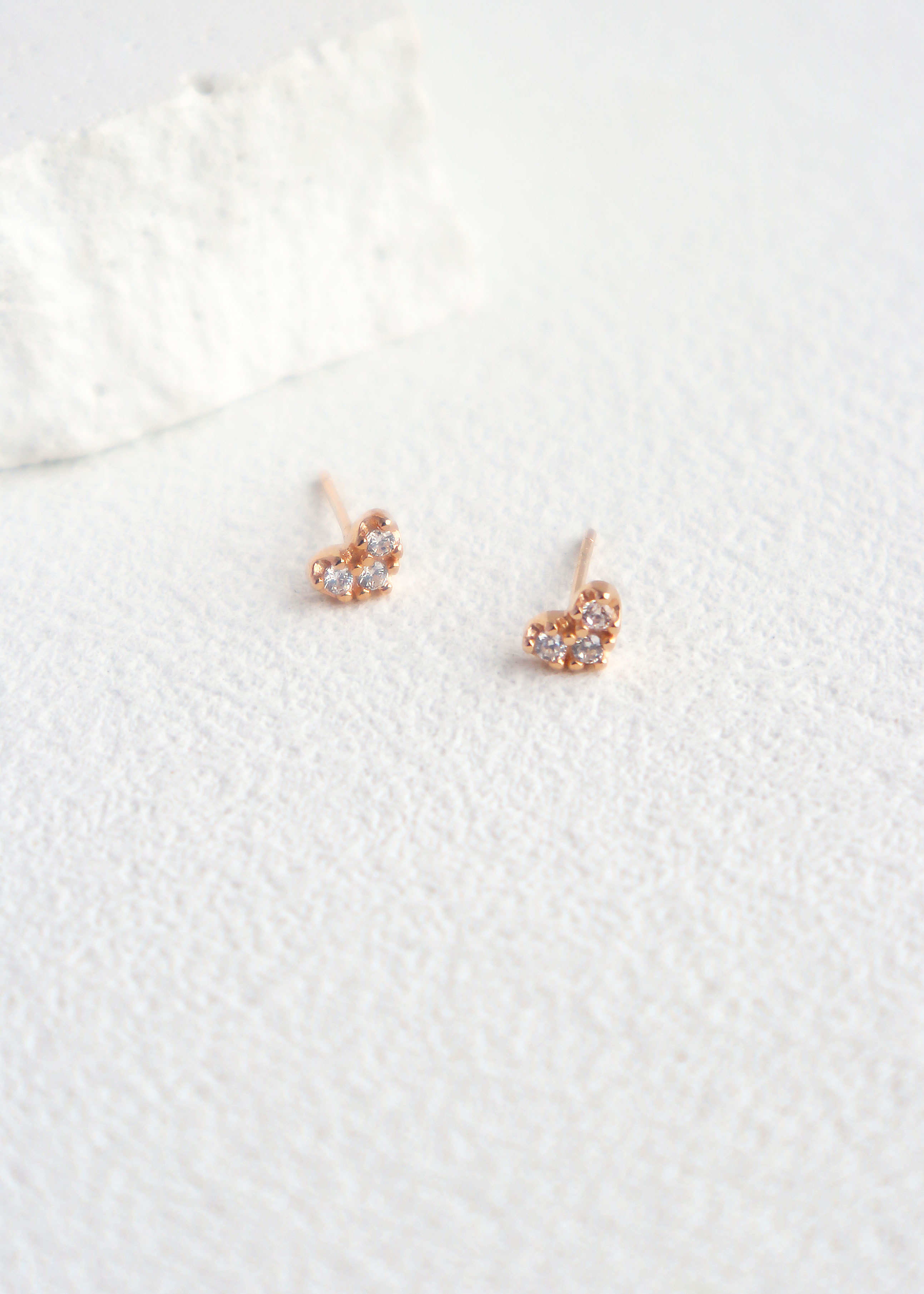 愛心小鑽純銀耳環-玫