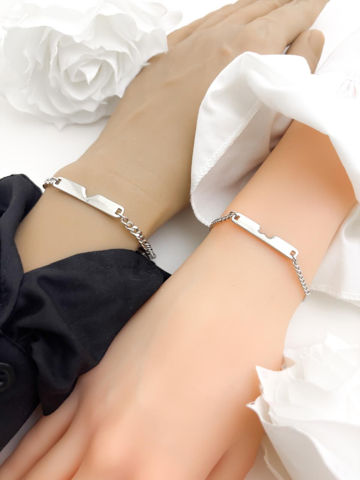 「合心」情侶手鏈 | 鍍銀 | 免費刻字