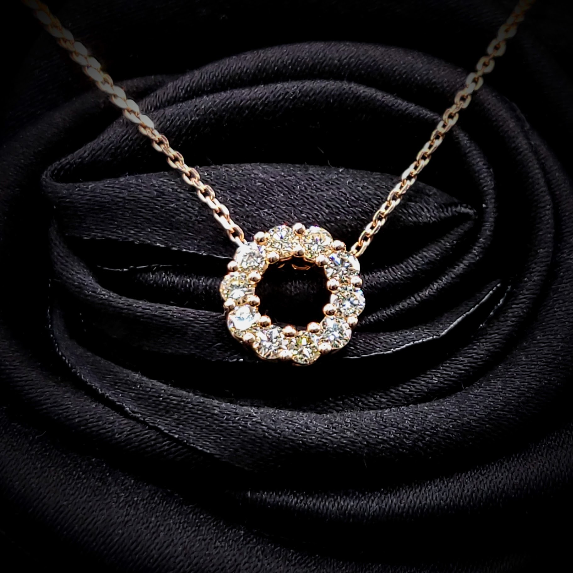 全新18K玫瑰金52份鑽石吊墜